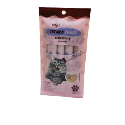 Lopets creamy snacks atún bonito 60 gr (paquete contiene 4 tubos de 15 gr c/u)