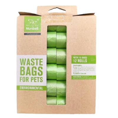 Nunbell Bolsitas para excretas biodegradables 12 rollos