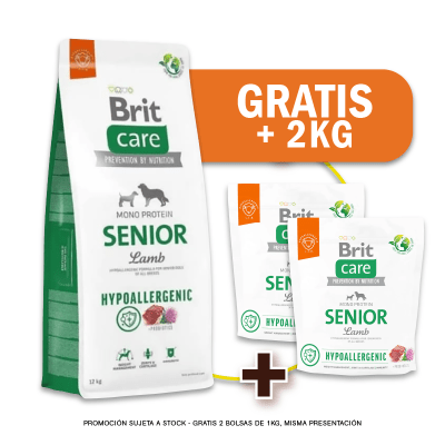 Pack Brit Care Senior Lamb & rice 12 Kg + 2kg GRATIS