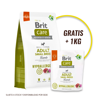 Promo Brit Care Adult Small Lamb & Rice 7 Kg + 1 bolsa de 1 Kg
