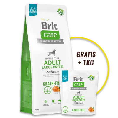 Promo Brit Care Grain - Free Adult Large Breed Salmon & potato 12 Kg + 1 bolsa de 1 kg