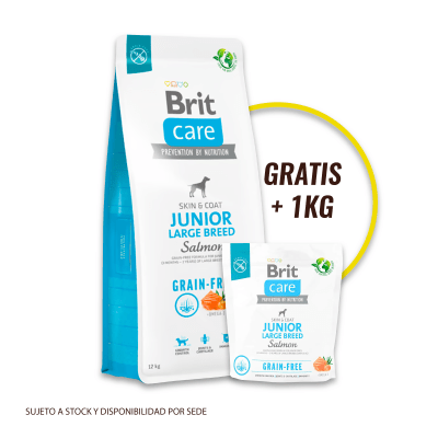 Promo Brit Care Grain - Free Junior Large Breed Salmon & Potato 12 Kg + 1 bolsa de 1 Kg