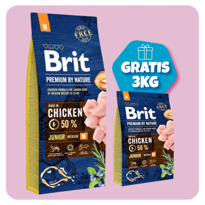 Promo Pack Brit Premium Junior Medium 15kg + Llévate 3 kilos de regalo!!1