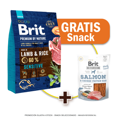 Pack Brit Premium By Nature Sensitive Lamb 3 Kg + Snack de Regalo