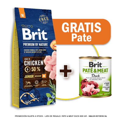 Pack Brit Premium Junior Medium 15kg + Brit Pate & Meat Duck 800g