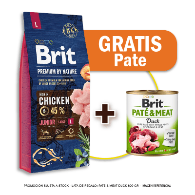 Pack Brit Premium Junior Large 15kg + Brit Pate & Meat Duck 800g