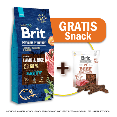 Pack Brit Premium By Nature Sensitive Lamb 15 Kg + Snack de Regalo
