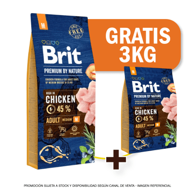 Pack Pack Brit Premium Adult Medium 15kg + 3 kilos de regalo