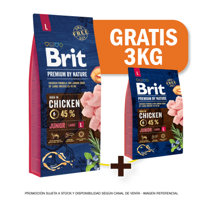 Pack Brit Premium By Nature Junior Large 15 Kg + 3 kilos de regalo