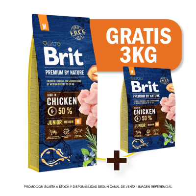 Pack Brit Premium Junior Medium 15kg + Llévate 3 kilos de regalo!!