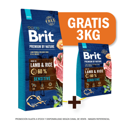 Pack Brit Premium Sensitive Lamb 15 Kg + 3 Kg de regalo
