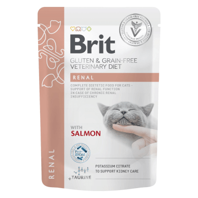 Brit GF Veterinary Diet cat Renal with salmon pouch 85 gr