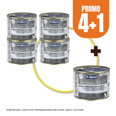 Pack Dr Clauders Cat Adult BS No 05 (pollo, atun y espinaca) 200 gr (4+1)