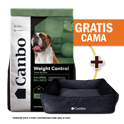 Pack Canbo dog Weight Control con pollo 15 Kg + Cama de Regalo