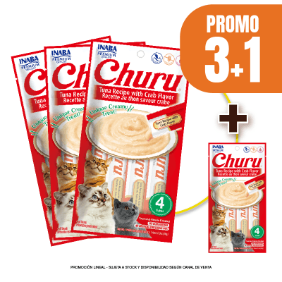 Pack Snacks Churu de atún con sabor a cangrejo (1 paquete contiene 4 tubos) (3+1)