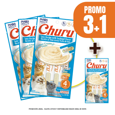 Pack Snacks Churu atun con sabor a marisco (1 paquete contiene 4 tubos) (3+1)