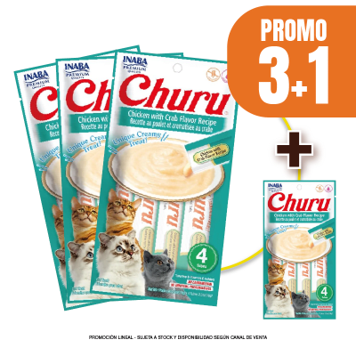 Pack Snacks Churu de pollo con cangrejo (4 unidades) (3+1)