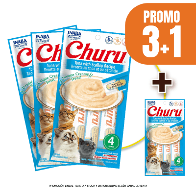 Pack Snacks Churu de atún y vieira (4 unidades) (3+1)