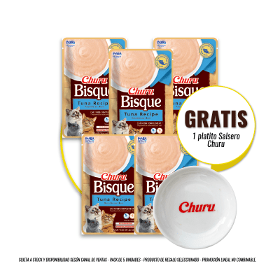 Pack Churu Bisque tuna 40 gr (5un) + Platito Sopero de regalo