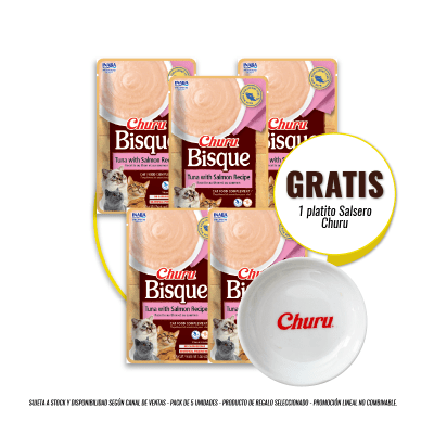 Pack Churu Bisque tuna with salmon 40 gr (5un) + Platito Sopero de regalo