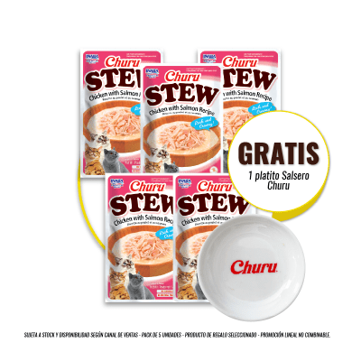 Pack Churu Stew chicken with salmon 40 gr (5un) + Platito Sopero de regalo