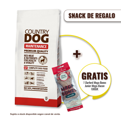 Promo Country dog mantenimiento 15 kg + Snack Darford Mega Bones 100g GRATIS
