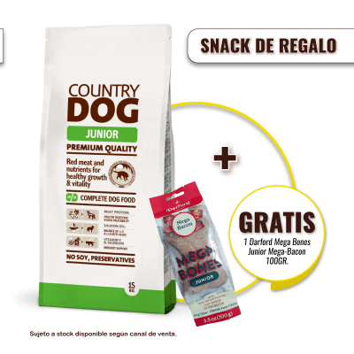 Pack Country Dog Junior 15 kg + Snack Darford Mega Bones 100g GRATIS