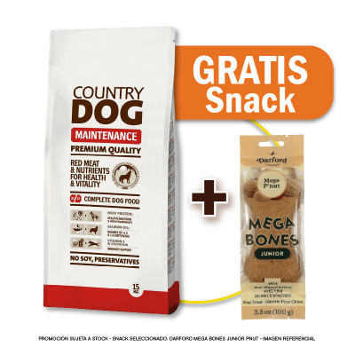 Pack Country dog mantenimiento 15 kg + Snack Darford Junior Pnut 100g GRATIS