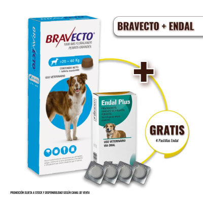 Bravecto (20 - 40 ) Kg + 4 pastillas Endal