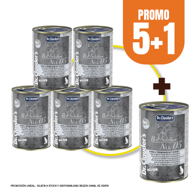 Pack Dr Clauders Cat Adult BS No 05 (pollo, atun y espinaca) 400 gr (5+1)