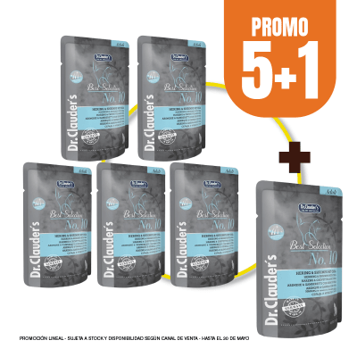 Pack Dr Clauders Cat Adult BS No 10 (arenque y gambas con chia) 85 gr (5+1)