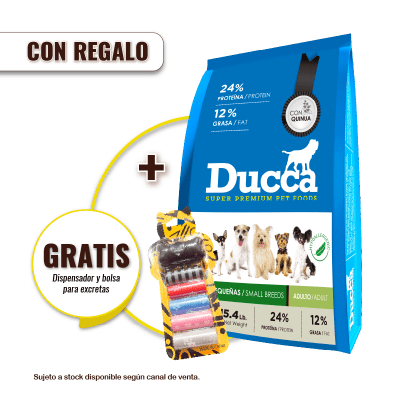 Pack Ducca Adulto Raza Pequeña 7 kg + Dispensador y Bolsas para Excretas Gratis
