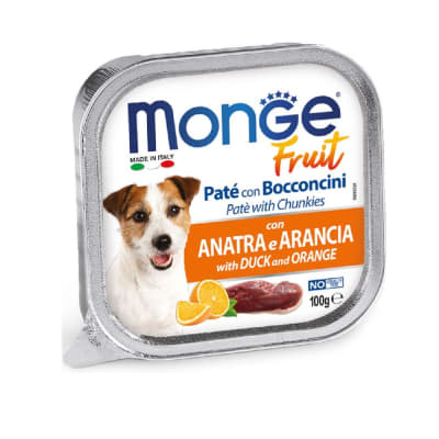Monge Canine fruit pato y naranja alutray 100 gr