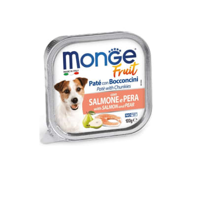 Monge Canine fruit salmon y pera alutray 100 gr
