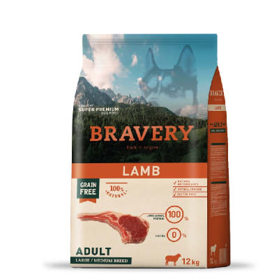 Bravery Dog adulto Large/Medium Lamb 12 Kg