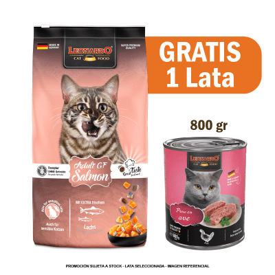 Pack Leonardo adulto GF salmón 7.5 Kg + 1 Quality ave 800gr GRATIS