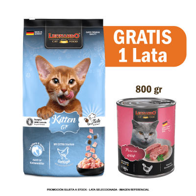Pack Leonardo Kitten Gf 7.5 Kg + 1 Quality ave 800gr GRATIS