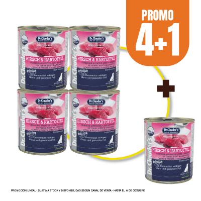 Pack Dr Clauders Hirsch & Kartoffel (venado y papa) 800 gr (4+1)