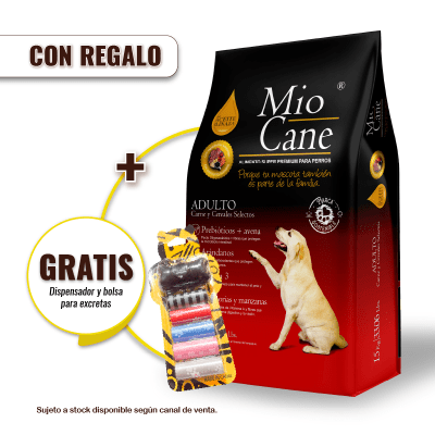 Pack Mio Cane Super Premium Adulto 15 kg + Dispensador y Bolsas para Excretas Gratis