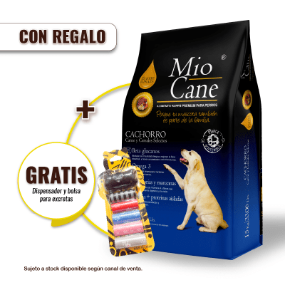 Pack Mio Cane Super Premium Cachorro 15 kg + Dispensador y Bolsas para Excretas Gratis