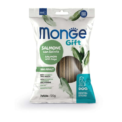 Monge gift dental stick mini adulto salmon + savia 120 gr