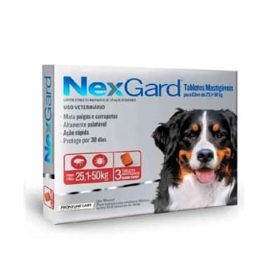 Nexgard para perros de 25.1 - 50 kg de peso contiene 3 unidades