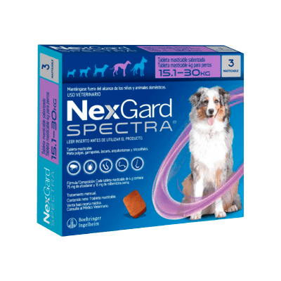 Nexgard Spectra por 3 tabletas para perros de 15.1 - 30 Kg