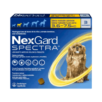 Nexgard Spectra por 3 tabletas para perros de 3.6 - 7.5 Kg