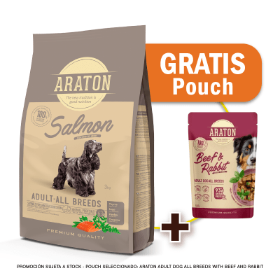 Pack Araton dog adulto salmon All Breeds 3 Kg + Pouch de Regalo