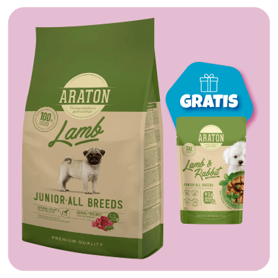 Promo Araton dog Junior Lamb All Breeds 3 Kg + Pouch de Regalo1