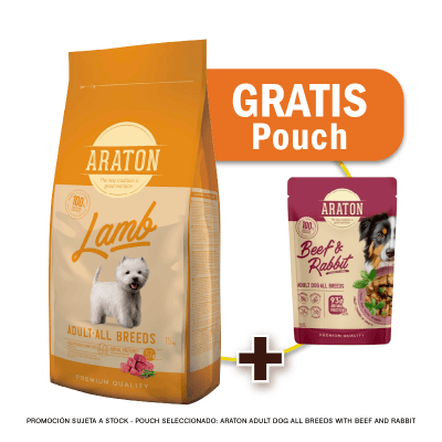 Pack Araton dog Adult Lamb All Breeds 15 Kg + Pouch de Regalo