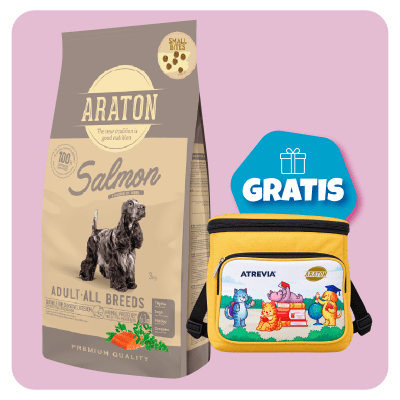 Promo Araton dog adulto Small Bites salmon 15 Kg + Lonchera Gratis1