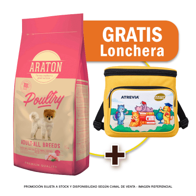 Pack Araton dog adulto Poultry all breeds 15 Kg + Lonchera Gratis