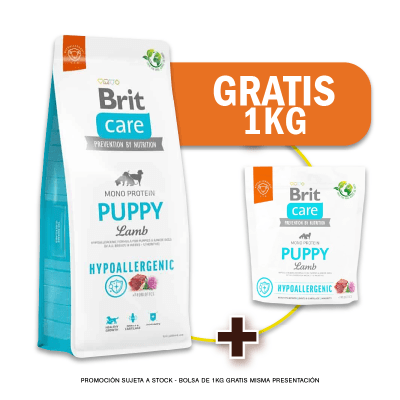 Pack Brit Care Puppy Lamb Hipoalergénico 12 Kg + 1 bolsa de 1 Kg